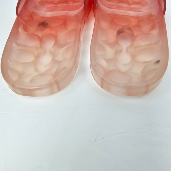 Coach Women's Coral Orange Ombre Jelly Slide Sandals Size Unmarked 27cm - Picture 8 of 10